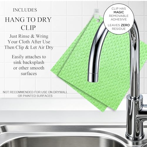 6 Packs Swedish Kitchen Dish Cloths - Reusable Paper Towels for Counters & Dishes - Eco-Friendly Cellulose Sponge Cloth (Grass Green) - color: O-grass Green
