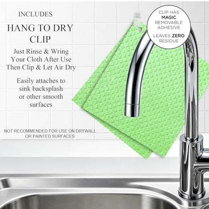 6 Packs Swedish Kitchen Dish Cloths - Reusable Paper Towels for Counters & Dishes - Eco-Friendly Cellulose Sponge Cloth (Grass Green) - color: O-grass Green