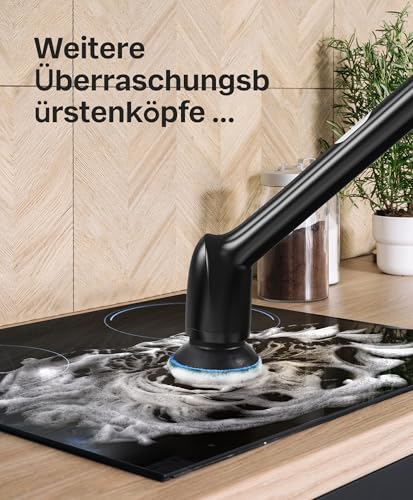 LyriFine Electric Spin Scrubber, New Full-Body IPX7 Waterproof Bathroom Cleaner Brush, Shower Scrubber with Long Handle & 2 Speed, Heads Replacement, Cleaning Supplies for Tub Shower Tile Floor - color: Dark Black