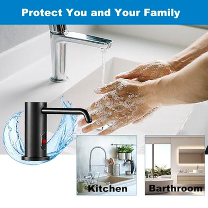 Touchless Automatic Soap Dispenser for Kitchen Bathroom Sink Built in Liquid Commercial Electric Soap Dispenser with Bottle and Pump Matte Black - color: Matte Black-liquid