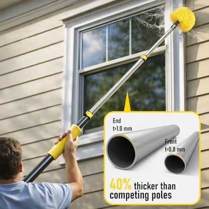 20 Foot High Ceiling Duster Kits with 5-12ft Heavy Duty Extension Pole, High Reach Duster for Cleaning,Microfiber Feather Duster,Cobweb Duster,Ceiling Fan Duster,Window Squeegee & Cleaner - size: 12 feet