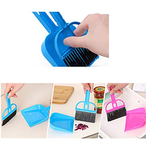Mini Dustpan and Broom Set 1 Pcs Dustpan Brush Set Portable Plastic Brush Set (Blue) Used for Tool Brush Keyboard Home Kitchen Sweeper Table Desk Office