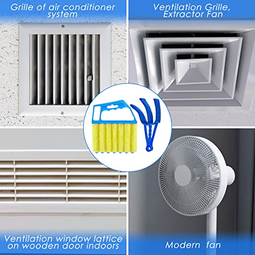 4 Pcs Window Venetian Blind Cleaner Duster Tool 7 Finger Blind Rush and Shutter Cleaner Brush Hand-held Window Shutter Air Conditioner Duster for Dirt(Green, Blue) - color: Green, Blue