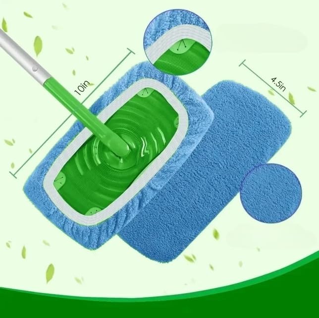 Microfiber Mop Pads - 3 Pack Reusable Washable Refills for Wet & Dry Floor Cleaning - Fits Most Standard Mops - Light Blue Household Cleaning Pads - color: Light Blue