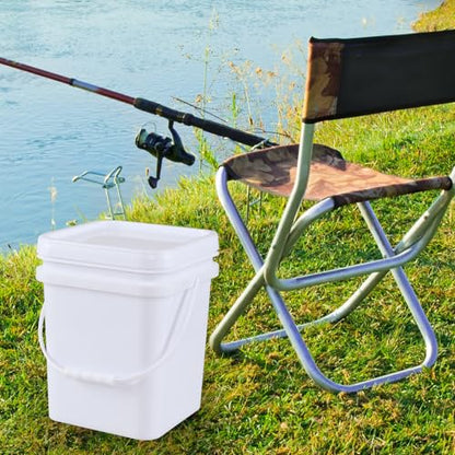 4 Packs Square Food Buckets with Lid, 5 Gallon Plastic Lidded Storage Bucket, Utility Pail, White - size: 5 Gallon