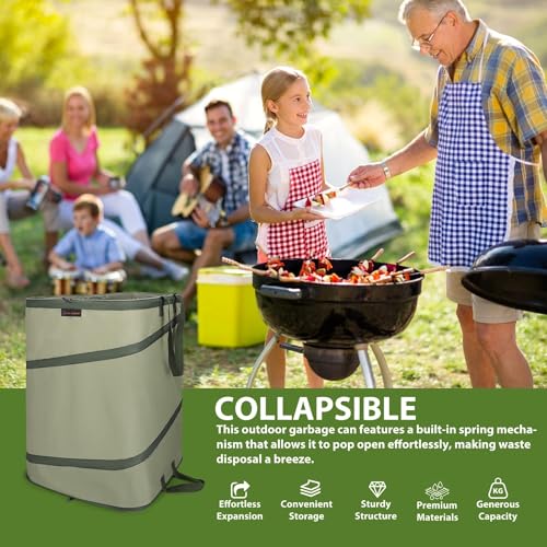 YUDI & GARDEN 46 Gallon Square Collapsible Yard Waste Containers | Collapsible Trash Can, For Collecting Weeds, Leaf, Yard and Party Waste