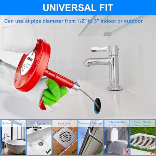 Forlivese Drain Auger,25Ft Plumbing Snake,Heavy Duty Toilet Snake Drain Clog Remover for Bathroom Sink,Kitchen Cleaning,Comes with Gloves and 1 Pack Plastic Hair Snake