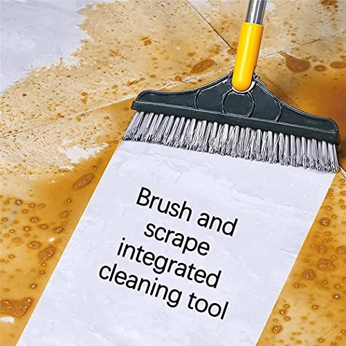 2 in 1 Cleaning Floor Scrub Brush Floor Brush Scrubber New Upgraded 53.5" Long Handle Grout Brush Scrape V-Shape Stiff Bristle Cleaning Brush with Squeegee 120°Rotating Tile Brush for Bathroom - color: Green