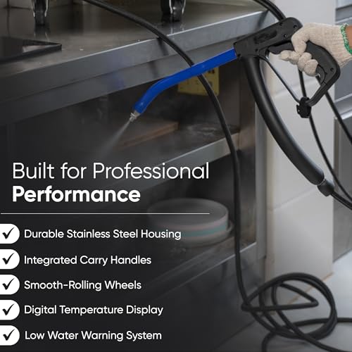 Dapper Supply Commercial Steam Cleaner, 230°F High-Temperature Steam, 58-102 PSI Adjustable Pressure, 1 Gallon Water Tank, Fast Heat-Up, for Auto Detailing, Tile, Grout, Kitchens & More - size: 1 Gal