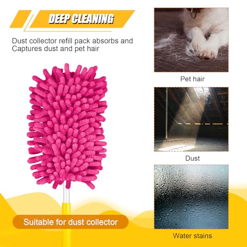 2pcs Duster Refills, Microfiber Dusters Heavy Duty Refills 360 Ceiling Fan Duster Replacements Reusable Hand Dusters for Cleaning (Rose Red) - color: Rose Red