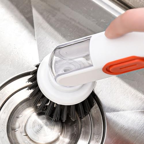 Dish Washing Brush with Soap Dispenser, Dish Washing Brush with Pressure – Pot Sink with Automatic Liquid Addition – for Countertop Sink Bathroom Pots Pans