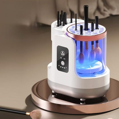 Automatic Brush Washing & Air-Drying Machine, Electric Make Up Brush Cleaner Machine, Adjustable 2H/5H Drying, Cosmetic Brushes Cleaner Tool for All Size Beauty Makeup Brush Set, White
