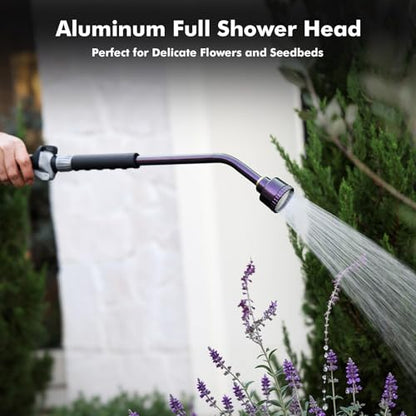 RESTMO Heavy Duty Full Metal Long Watering Wand, 24 Inches Gentle Soft Full Shower Sprayer Wand with Flow Control, Hose Wand for Hanging Baskets, Shrubs, Plants, Flowers, Garden and Lawn, Purple - color: Purple