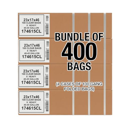 Aluf Plastics - 50% Recycled Trash Bags, 40-45 Gallon, 1.5 mil, 40"x46", Clear, 400 Count - style: 45 Gal, 1.5 Mil, 400 Count