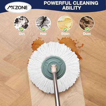 4 Premium Replacement Mop Heads Refills, Compatible for Hurricane Spin Magic Mop Head, fits 6.3‘’ Standard Replacement Round Spin Mop Heads Microfiber, Inner Hole 2.5'' Only - Machine Washable, White - size: 4 Count (Pack of 1)