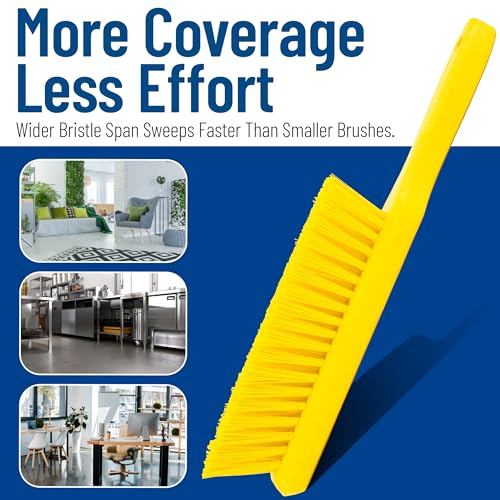 SPARTA 8 Inch Soft Counter Brush with Polyester Bristles and 5 Inch Handle, Color Coded Handheld Broom for Tables Countertops and Foodservice Surfaces, 13 Inch Overall Length, Yellow, Pack of 6 - color: Yellow