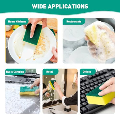 10-Pack Heavy Duty Scrub Sponges, Non-Scratch Kitchen Sponge with Durable Scouring Pad, Dual-Sided Cleaning Sponge for Dishes, Pots, Pans, Sinks – Extra Absorbent & Long-Lasting