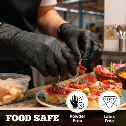 TitanFlex Black Nitrile Disposable Gloves, 5 Mil, Fully Textured, Heavy Duty, Latex Free & Powder Free for Cooking, Food Prep, kitchen clean, 100 ct (XL) - color: 03 5mil (100ct), size: X-Large