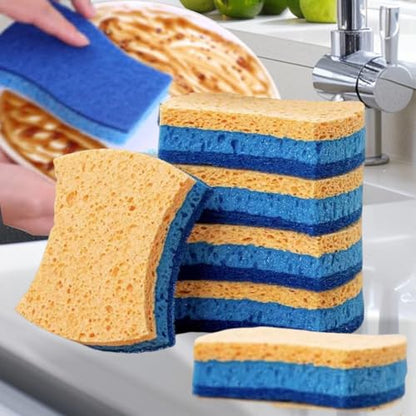 6 Pack Dishwashing Dual Sided Sponge Set, Absorbent and Reusable Kitchen Cleaning Sponges for Dishes and Kitchenware