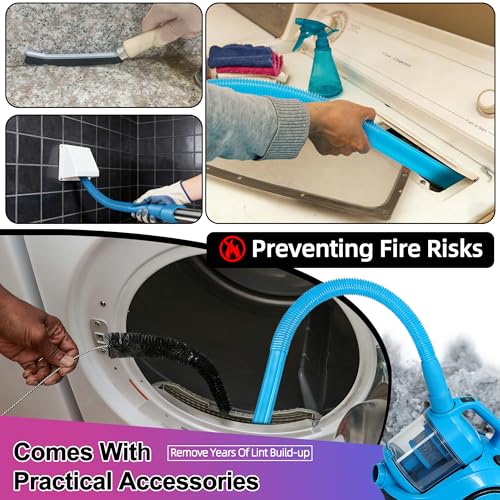 9Pcs Dryer Vent Cleaner Kit for GE Washer Dryer Combo,WH01X35719 Lint Filter replacement with dryer vent brush, Dryer Vent Vacuum Hose Attachment,Hand Washable and Reusable,Models: PFQ97HSPVDS - style: Dryer Vent Cleaner Kit