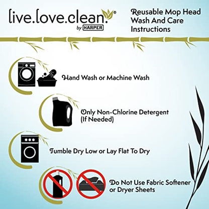 Harper Live.Love.Clean. Bamboo 2-in-1 Smooth Surface Wet/Dry Dust Mop with (2) Washable Pads for Cleaning Dust, Pet Hair & Fine Dry Dirt - style: Bamboo Wet/Dry Dust Mop