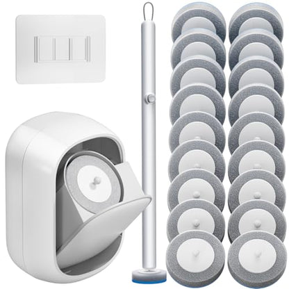 Disposable Toilet Brush and Holder Set with 18 Bowl Wand Cleaners Refill Pads, Bathroom Wall Mounted Toilet Bowl Cleaners Kit. - size: 1 wand + 18 heads
