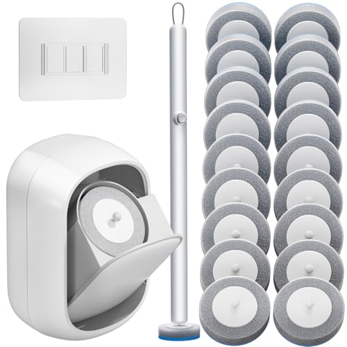 Disposable Toilet Brush and Holder Set with 18 Bowl Wand Cleaners Refill Pads, Bathroom Wall Mounted Toilet Bowl Cleaners Kit. - size: 1 wand + 18 heads