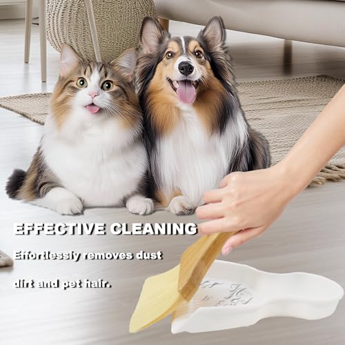 Mini Broom and Dustpan Set Portable Hand Broom with Bamboo Handle Small Crumb Sweeper for Home, Bathroom, Kitchen, Car Interior, Office, Pet Areas (White) - color: White