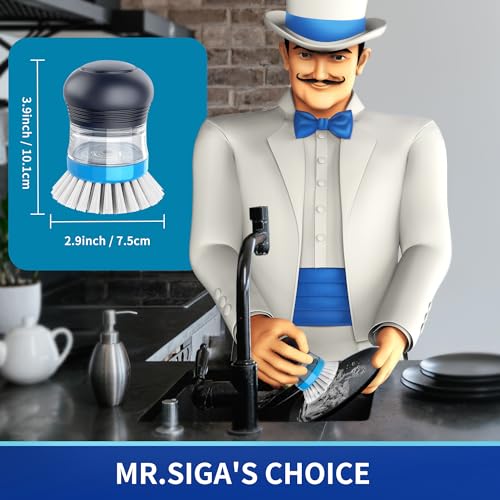 MR.SIGA Soap Dispensing Palm Brush Refill, Pack of 4 - color: White