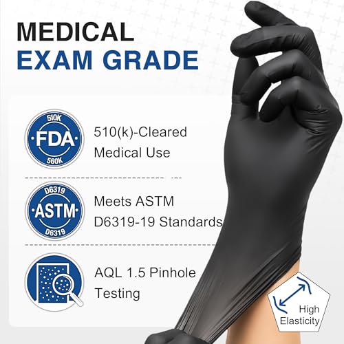 Schneider Medical Black Nitrile Exam Glove, Latex Free Powder Free Disposable Gloves for Cooking, Cleaning, and Food Prep - size: X-Large