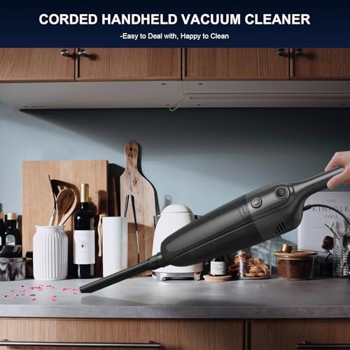 FUNCCUBE Vacuum Cleaners for Home - Corded Stick Vacuum Cleaner, High Power Suction Vac for Pet Hair Carpet Hardwood Floor, Household Hand Lightweight Handheld Portable Car Vac, MC Black