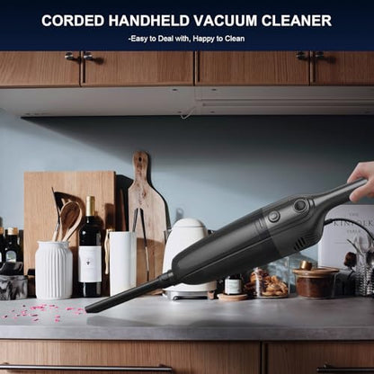 FUNCCUBE Vacuum Cleaners for Home - Corded Stick Vacuum Cleaner, High Power Suction Vac for Pet Hair Carpet Hardwood Floor, Household Hand Lightweight Handheld Portable Car Vac, MC Black