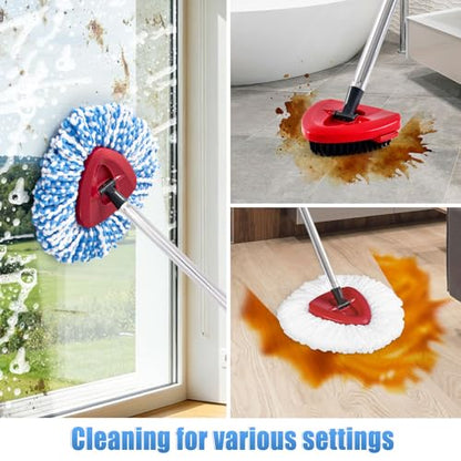 Mop Heads Replacements for O Ceda,Mop Replace Head for Oceda Easywring 1 Tank,4 Spin Mop Replacement Head 1 Scrub Brush and 1 Base Deep Cleaning & Machine Washable
