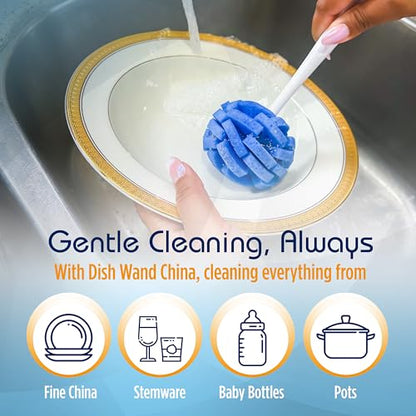 Compac Home Dish Wand China Durable Foam Sponge Petals Brush and Clean Dishes, Pots, Bottles, & Glassware, 2 Count - size: Pack of 2 Short Handle