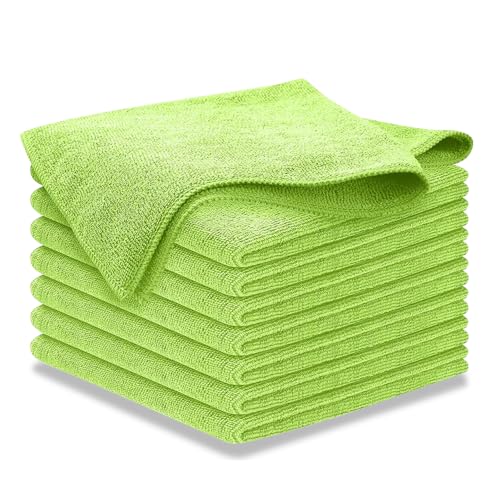 USANOOKS Microfiber Cleaning Cloth Light Green - 8 Pcs 12.5"x12.5" - High Performance - 1200 Washes, Ultra Absorbent Towels Weave Grime & Liquid for Streak-Free Mirror Shine - Car Washing Cloth - color: Light Green, size: Pack of 8