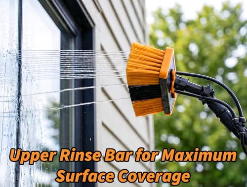 5-24 ft Water Fed Pole Window Cleaning System // Professional Telescopic Solar Panel Cleaning Equipment // Water Fed Brush with Upper Rinse Bar, 10" Squeegee, Water Filter, Soap Dispenser & Water Hose - size: 24 feet