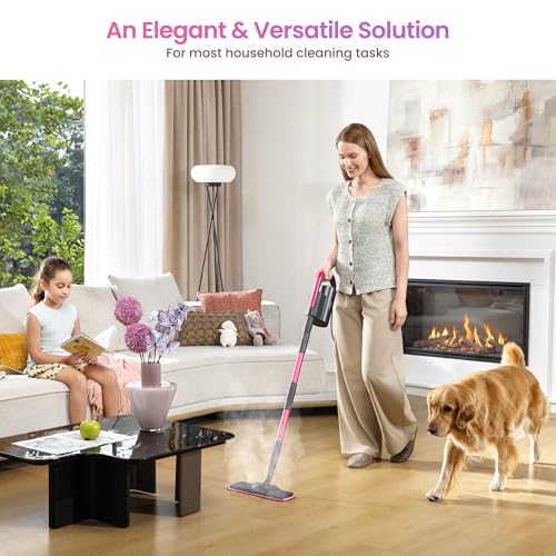 Schenley 19-in-1 Steam Mop Dual-Rod Design with Detachable Handheld Steamer for Walls, Grouts, Hard Floors, Tiles, includes Multi-purpose Accessories, Washable Microfiber Pads and Disposable Pads - size: Standard