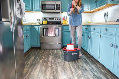 O-Cedar Easywring Microfiber Spin Mop & Bucket Floor Cleaning System with 4 Extra Refills - style: Spin Mop Bucket with 4 Extra Refills