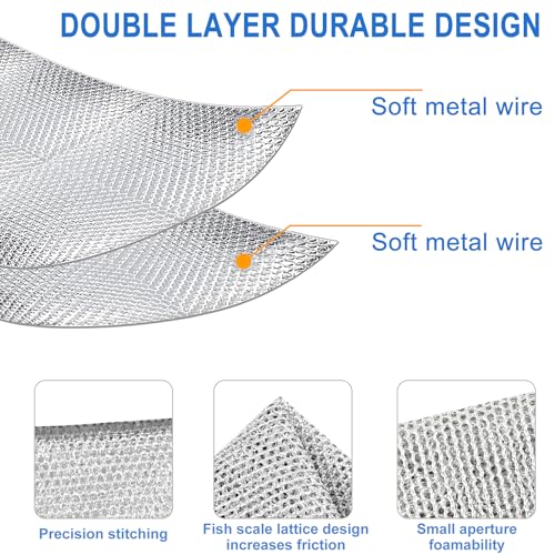 6 Pack Reusable Steel Wire Scrub Cloths, Heavy-Duty Double-Layer Cleaning Pads for Kitchen, Dishes, Oven & Sink - color: 6 Pairs of Double-layer Cloths