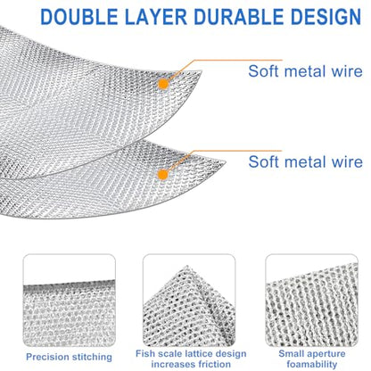 6 Pack Reusable Steel Wire Scrub Cloths, Heavy-Duty Double-Layer Cleaning Pads for Kitchen, Dishes, Oven & Sink - color: 6 Pairs of Double-layer Cloths
