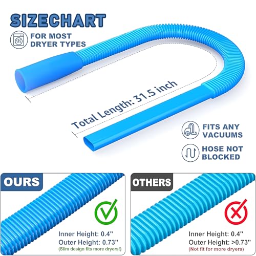 Upgraded Dryer Vent Cleaner: Universal Vacuum Hose Attachment Fits All Vacuums Cleaner, Deep Cleaning Tools for Clogged Ducts & Lint Removal - color: Blue(Hose Only)