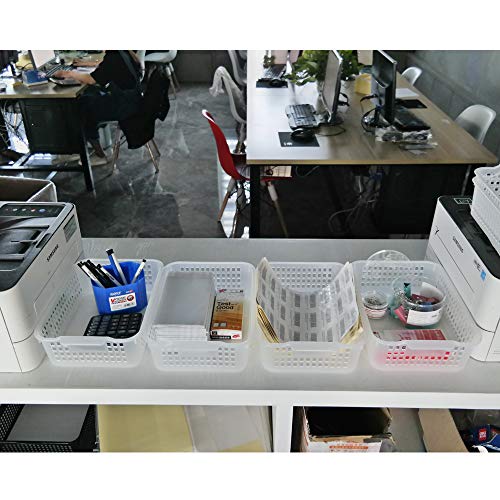6-Pack Rectangular Plastic Storage Organization Trays, Clear | Turn in Containers, Multipurpose Drawer Trays, Kitchen Pantry Containers, Desk Organizer Bin