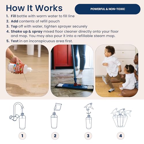 Truly Free Floor Cleaner Kit - Plant-Based Mopping Solution - DIY All-Surface Cleaner for Hardwood, Tile, Wood & Concrete (16 oz Reusable Empty Bottle + Two Fills, 3 oz ea.)