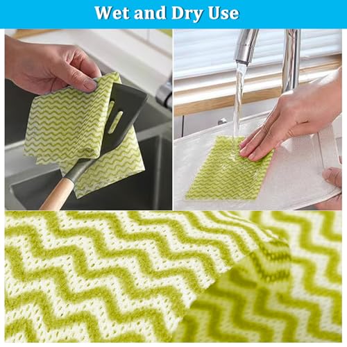 Disposable Dish Cloths Disposable Cleaning Towels, Reusable Wipes Highl Absorbent Quick-Dry Wipes for Kitchen, Bathroom, Household, 50 Sheets - color: Yellow