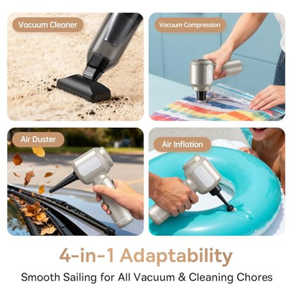 REWONDER Car Vacuum Cleaner High Power, 22000Pa Vacuum Cleaner & 110000RPM Air Duster, Handheld Vacuum with 7800mAh Battery, Storage Bag & Multi-Nozzles for Car, Home, Office - color: Gray