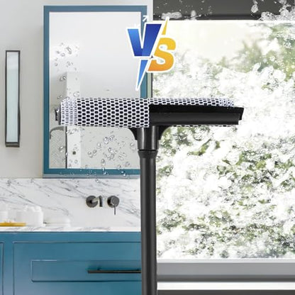 15.9" Plastic Handle Window Squeegee for Home, 2-in-1 Auto Window Cleaner with Sponge Car Windshield Squeegee for Gas Station, Shower, Glass & Outdoor