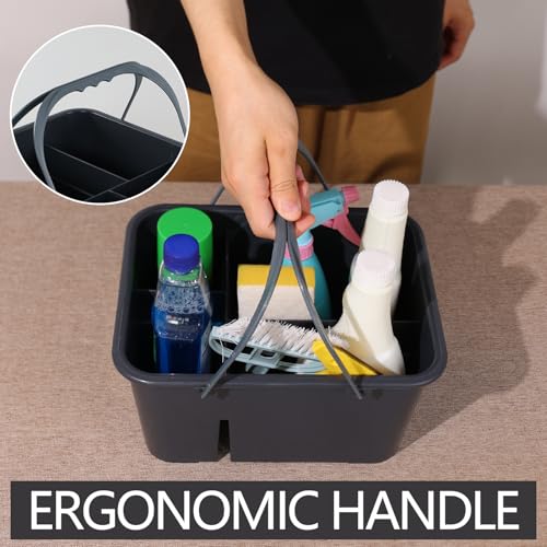 Plastic Cleaning Caddy with Handle, Portable Storage Caddy, Gray, F