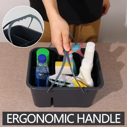 Plastic Cleaning Caddy with Handle, Portable Storage Caddy, Gray, F