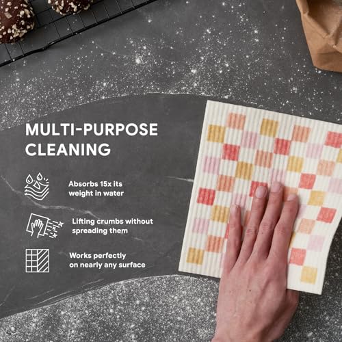 RECYCO Swedish Dishcloths for Kitchen | 6 Pack Desert Sunset Washable Dish Rags | Cellulose Reusable Cleaning Paper Towels | Absorbent Counter Dish Cloth Sponge Kitchen Wipes, 8" L x 7" W - color: Desert Sunset - 6 Pack
