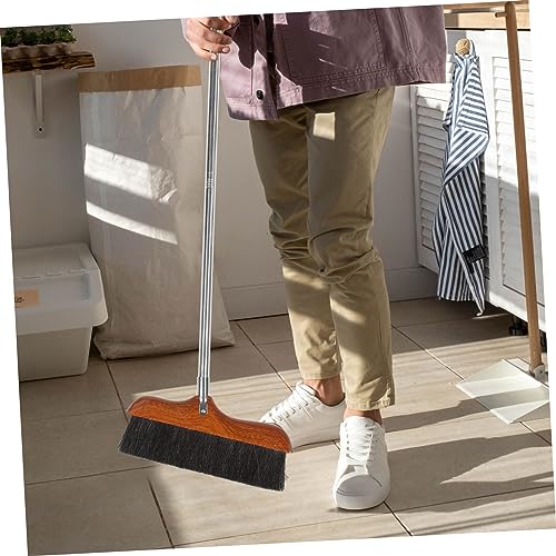 GALPADA Long Handle Soft Bristle Broom Stainless Steel Handle Sturdy Cleaning Tool for Home and Kitchen for Dust and PET Hair Removal